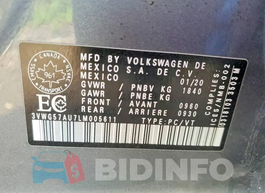 3VWG57AU7LM005611 Photo# 12