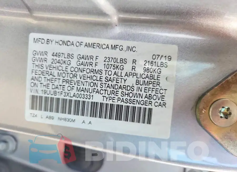 19UUB1F3XLA003331 Photo# 12