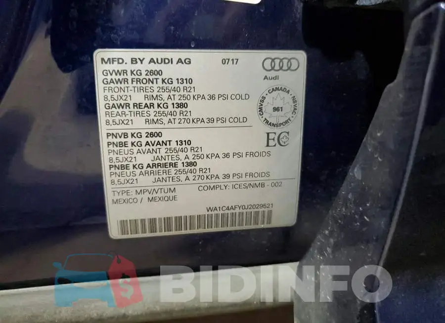 WA1C4AFY0J2029521 Photo# 13
