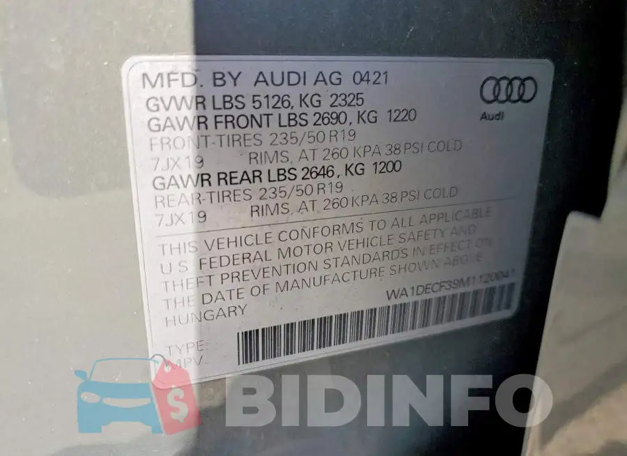 WA1DECF39M1120041 Photo# 13