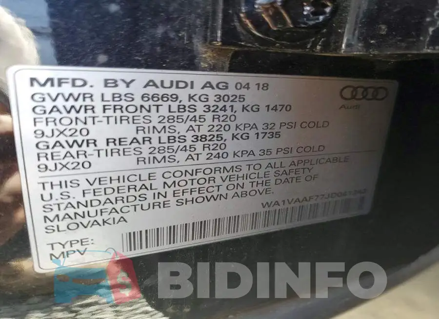 WA1VAAF77JD041243 Photo# 14