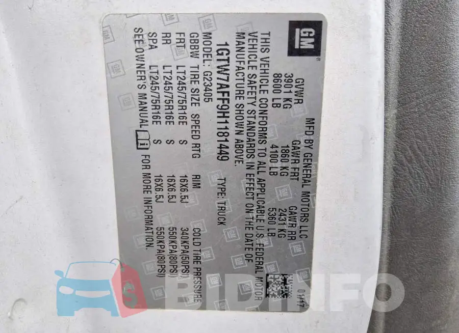 1GTW7AFF9H1181449 Photo# 13