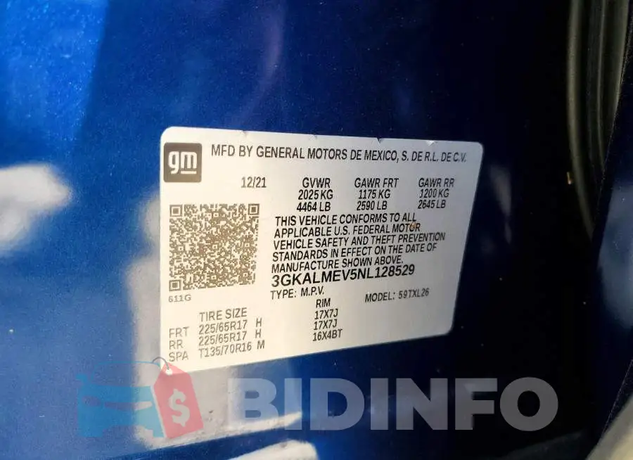 3GKALMEV5NL128529 Photo# 12