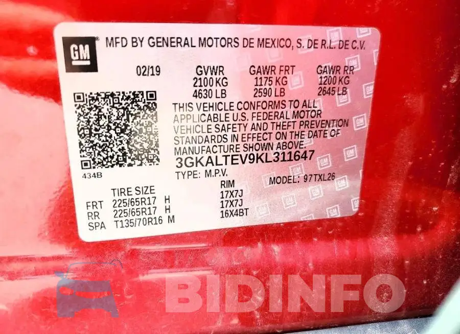 3GKALTEV9KL311647 Photo# 13
