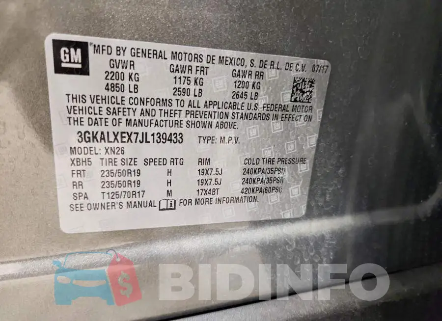 3GKALXEX7JL139433 Photo# 13