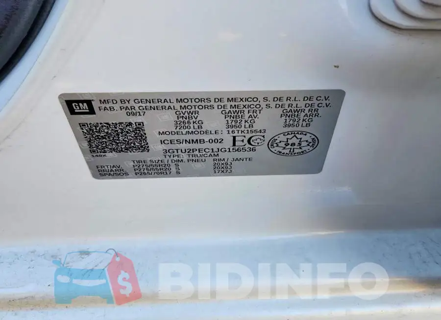 3GTU2PEC1JG156536 Photo# 12