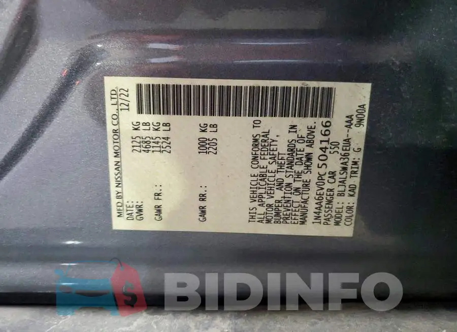 1N4AA6EV0PC504166 Photo# 12