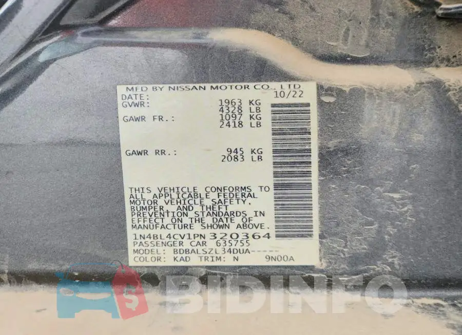1N4BL4CV1PN320364 Photo# 12