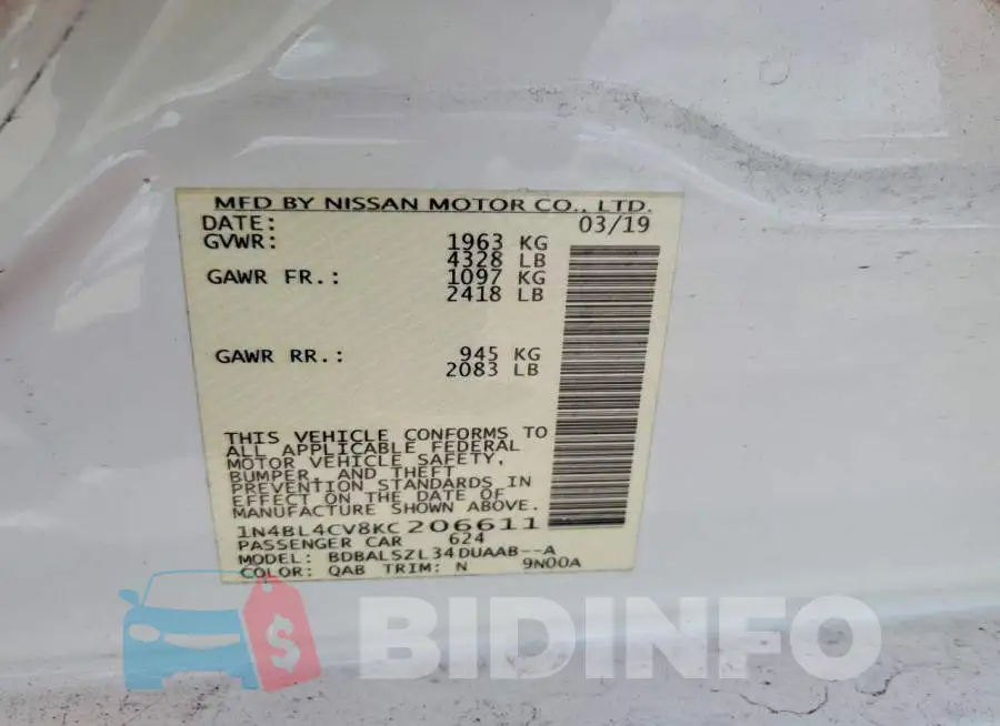 1N4BL4CV8KC206611 Photo# 13