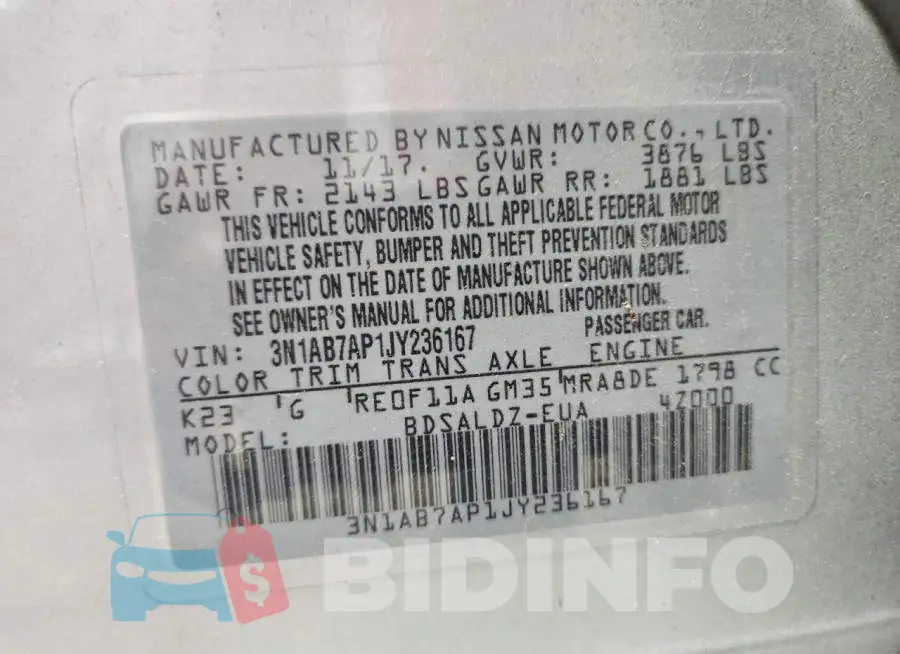 3N1AB7AP1JY236167 Photo# 13