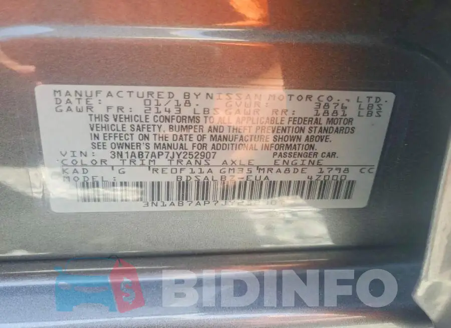 3N1AB7AP7JY252907 Photo# 12