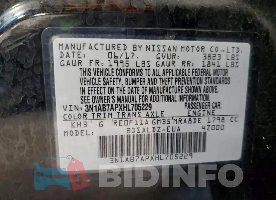 3N1AB7APXHL705229 Photo# 13