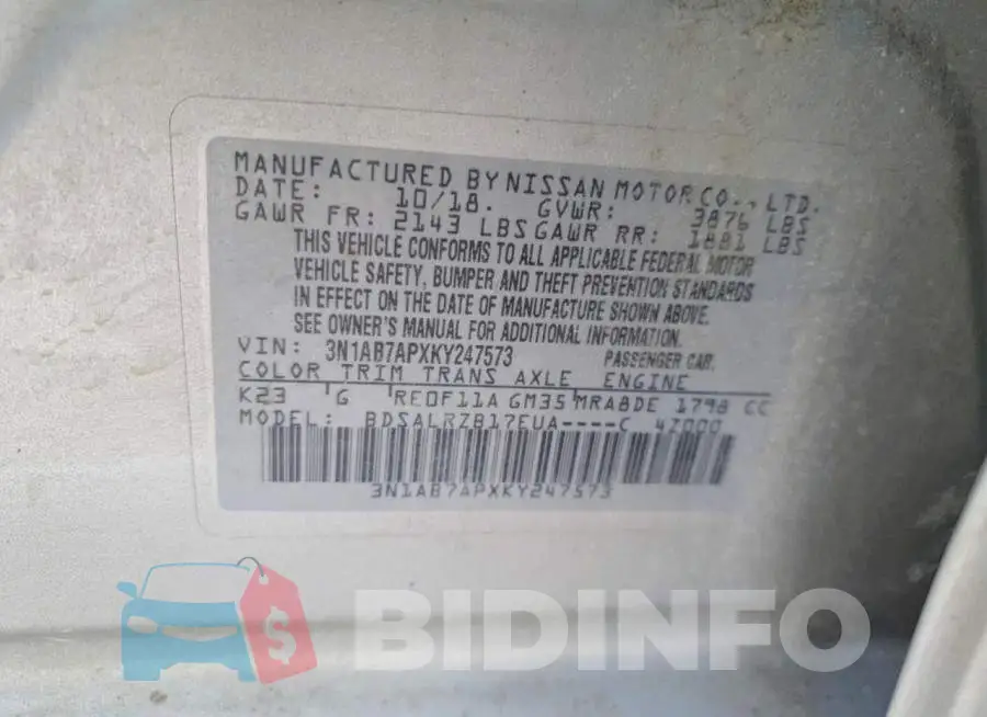 3N1AB7APXKY247573 Photo# 12