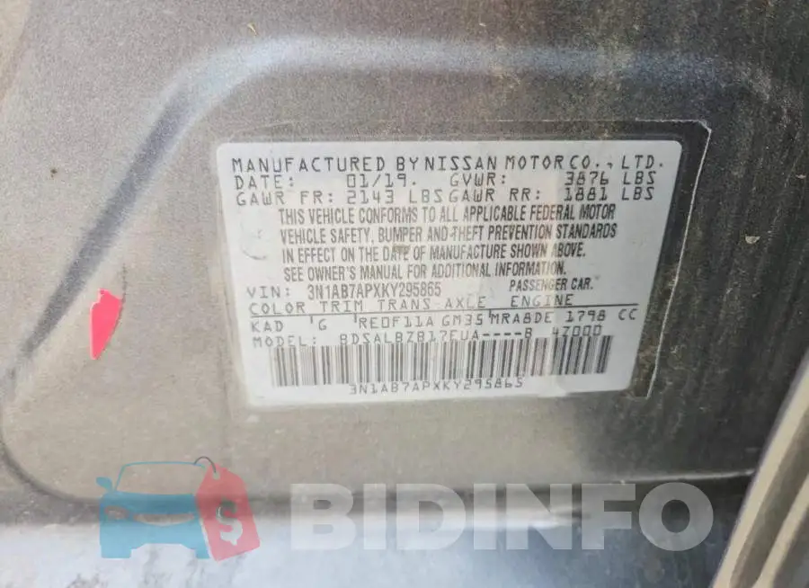 3N1AB7APXKY295865 Photo# 12