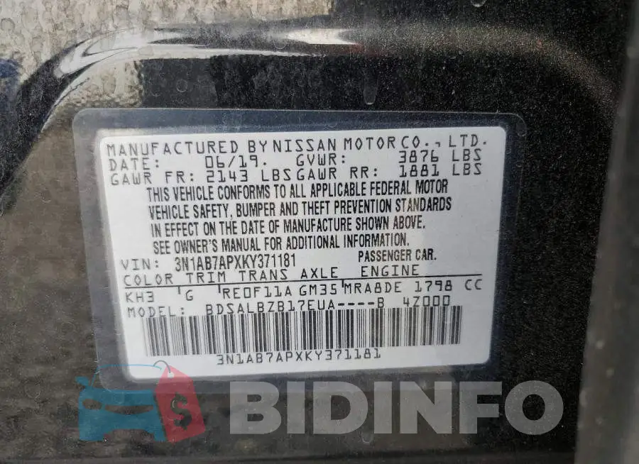 3N1AB7APXKY371181 Photo# 13