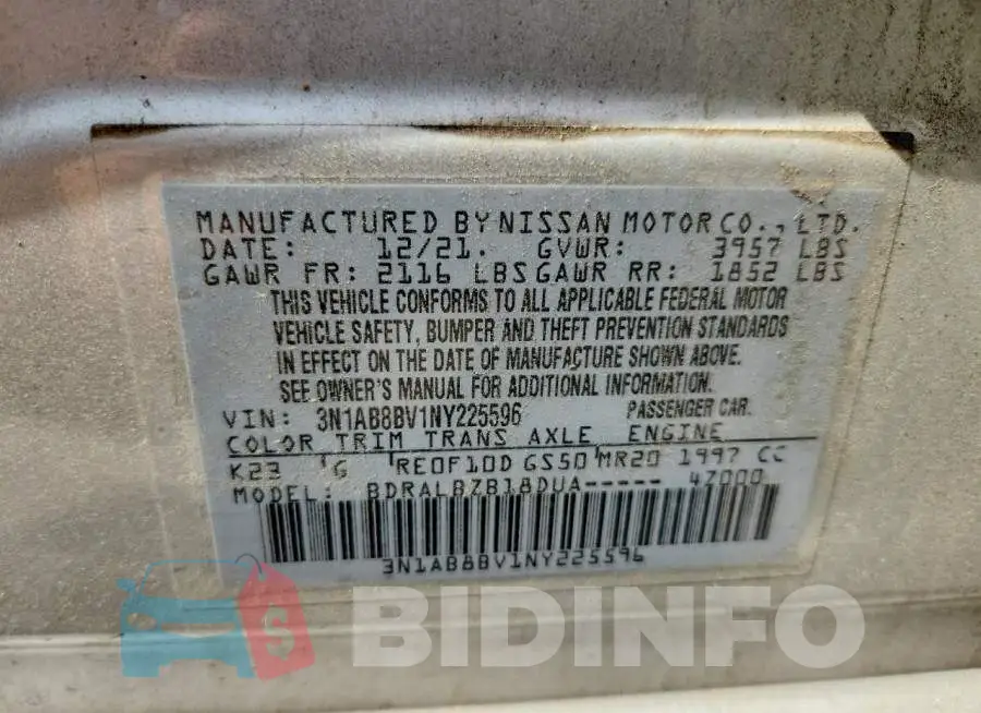 3N1AB8BV1NY225596 Photo# 13