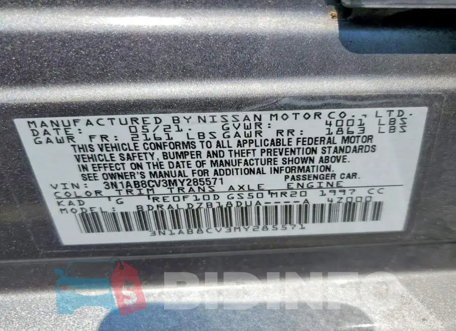 3N1AB8CV3MY285571 Photo# 12