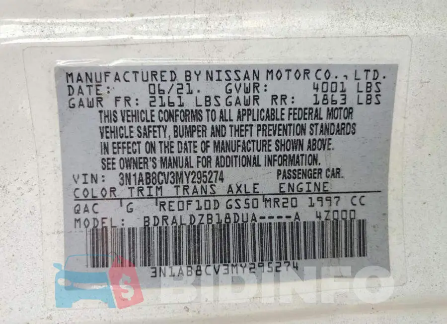 3N1AB8CV3MY295274 Photo# 12