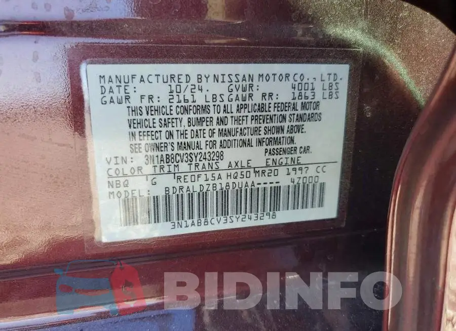 3N1AB8CV3SY243298 Photo# 12