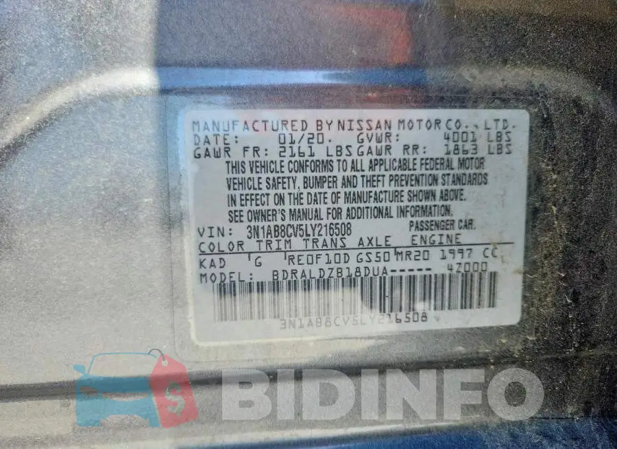 3N1AB8CV5LY216508 Photo# 13