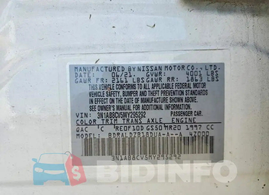 3N1AB8CV5MY295292 Photo# 12