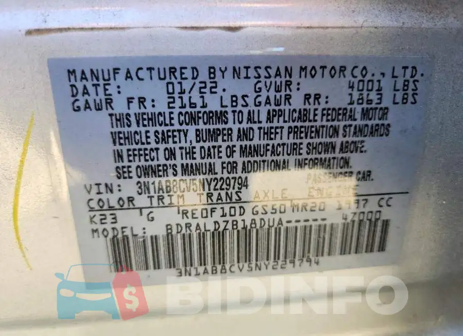 3N1AB8CV5NY229794 Photo# 12