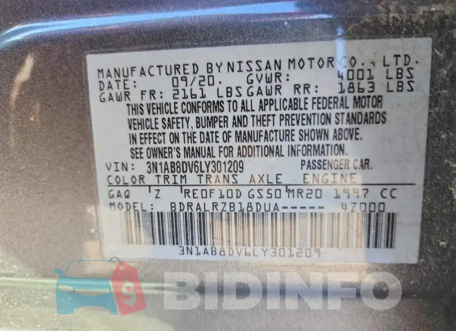 3N1AB8DV6LY301209 Photo# 13