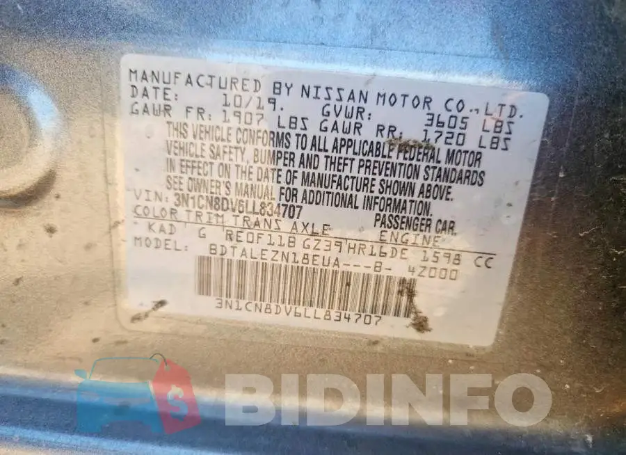 3N1CN8DV6LL834707 Photo# 12