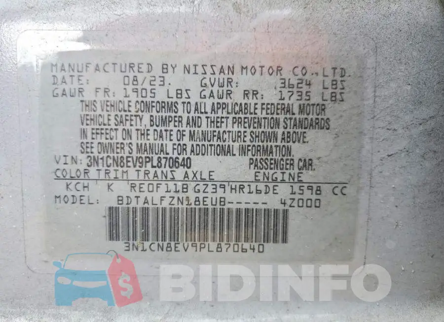 3N1CN8EV9PL870640 Photo# 12