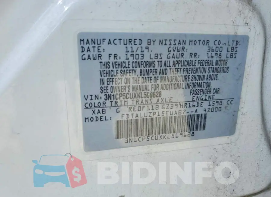 3N1CP5CUXKL569628 Photo# 12