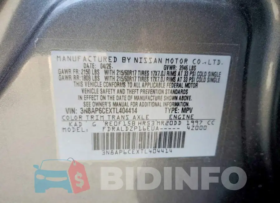 3N8AP6CEXTL404414 Photo# 13