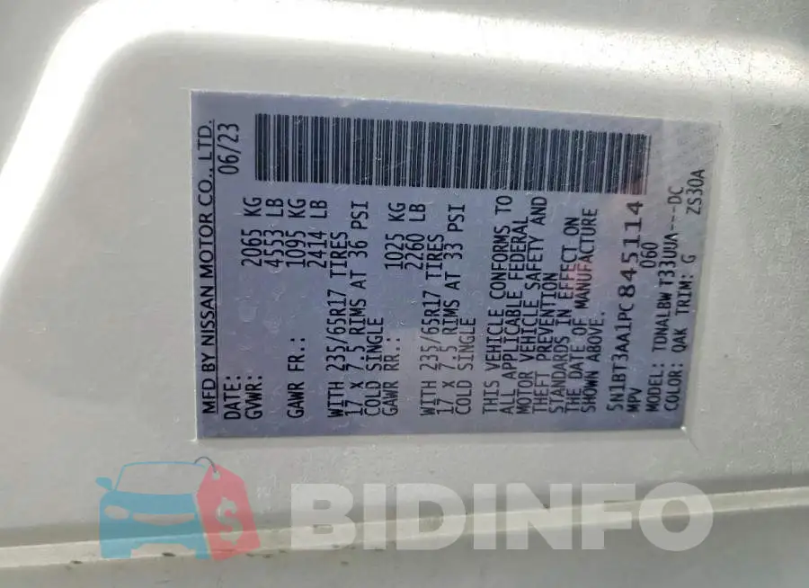 5N1BT3AA1PC845114 Photo# 12