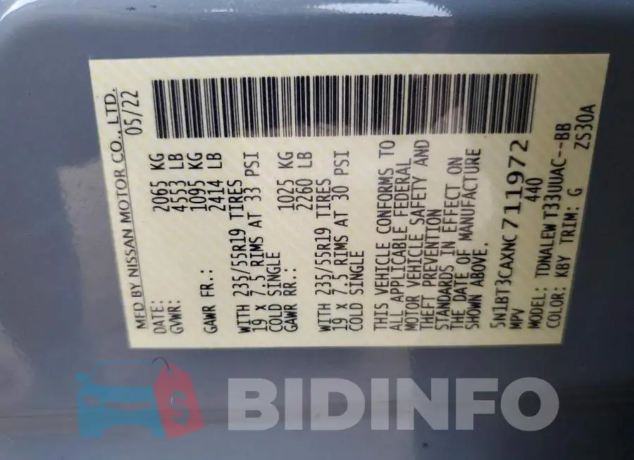 5N1BT3CAXNC711972 Photo# 14