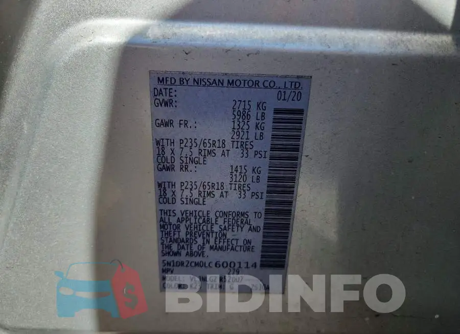 5N1DR2CM0LC600114 Photo# 14