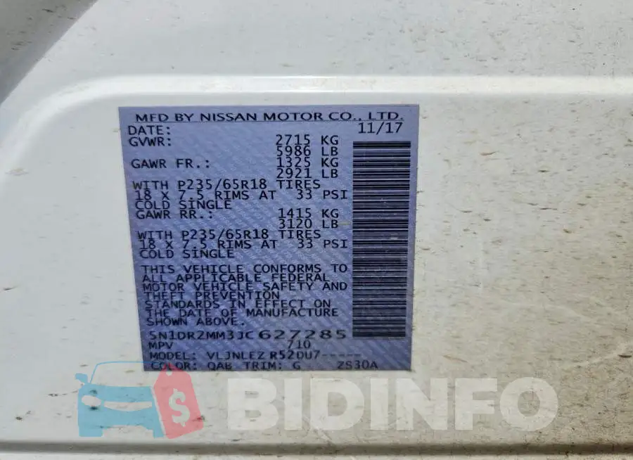 5N1DR2MM3JC627285 Photo# 12