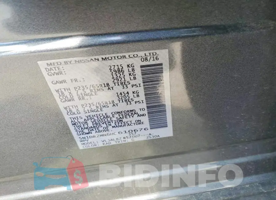 5N1DR2MN6HC610676 Photo# 12