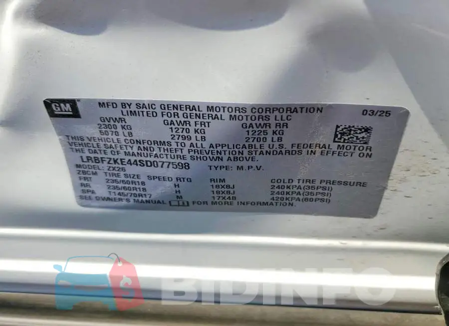 LRBFZKE44SD077598 Photo# 12