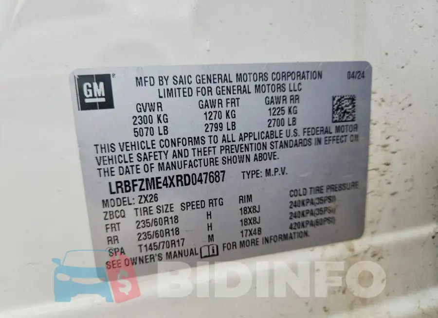 LRBFZME4XRD047687 Photo# 13