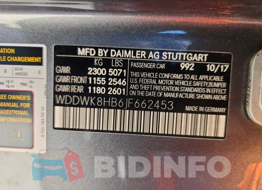 WDDWK8HB6JF662453 Photo# 12