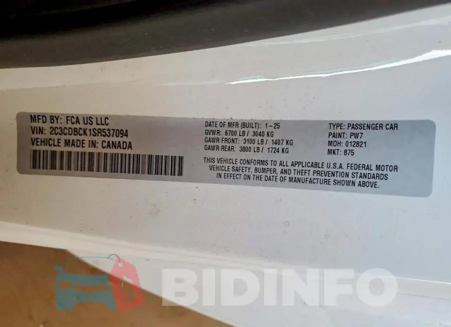 2C3CDBCK1SR537094 Photo# 12