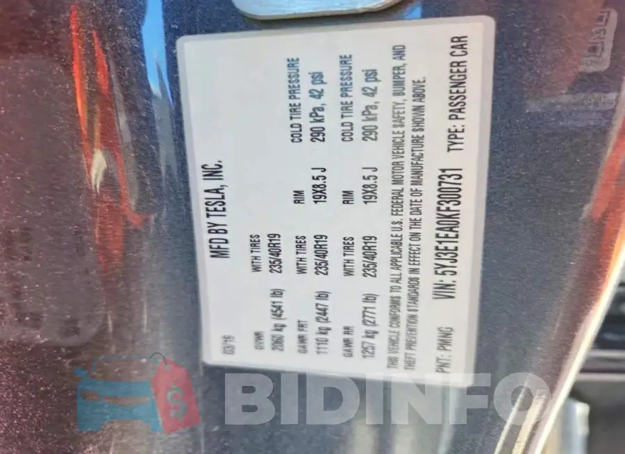 5YJ3E1EA0KF300731 Photo# 12