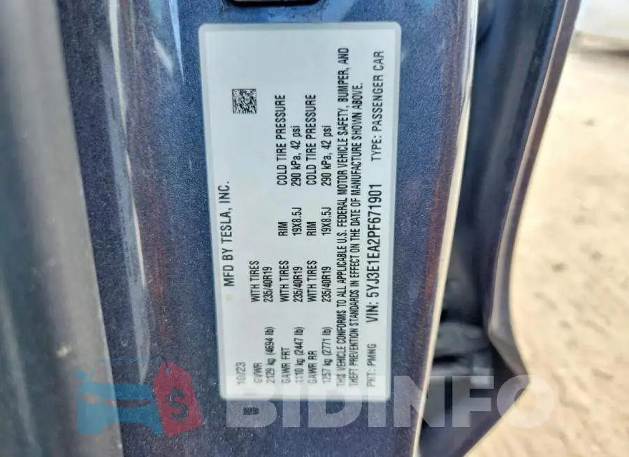 5YJ3E1EA2PF671901 Photo# 12