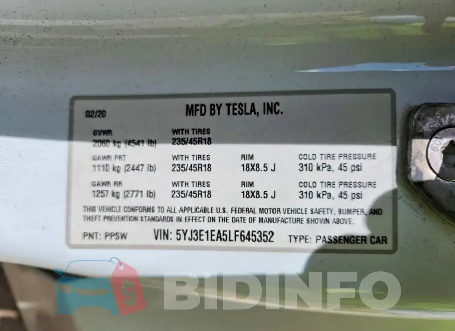 5YJ3E1EA5LF645352 Photo# 12