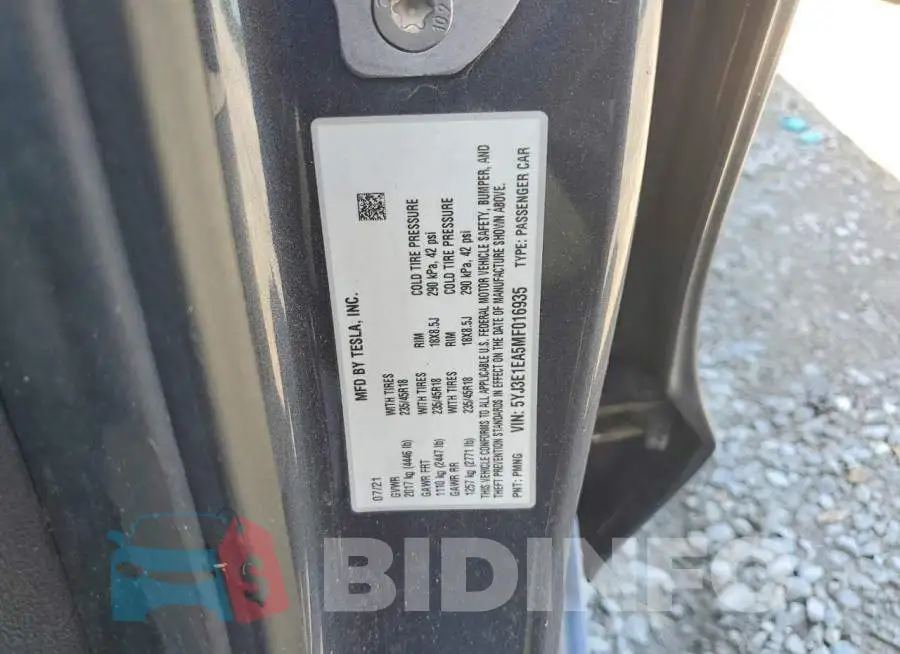 5YJ3E1EA5MF016935 Photo# 12