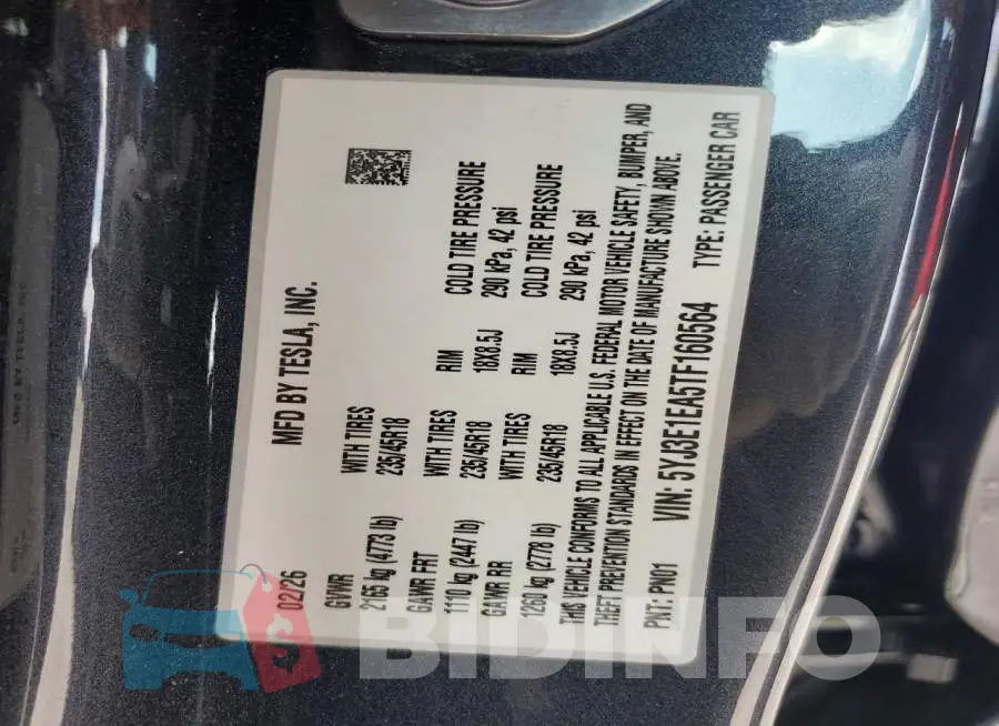 5YJ3E1EA5TF160564 Photo# 14