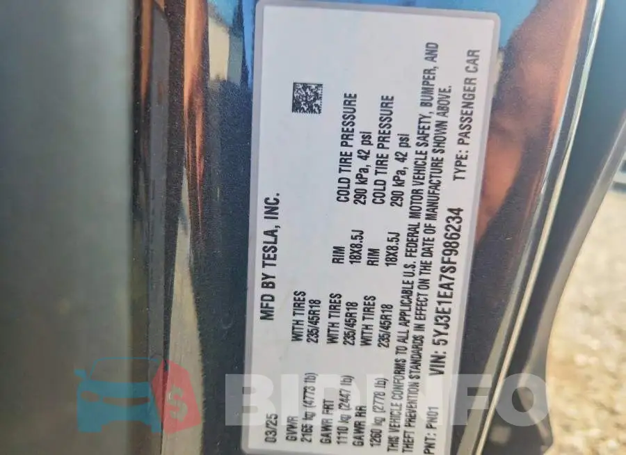 5YJ3E1EA7SF986234 Photo# 13