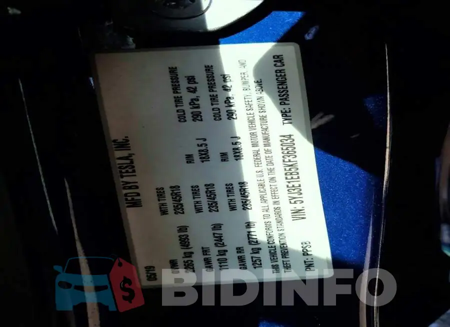 5YJ3E1EB5KF365034 Photo# 12