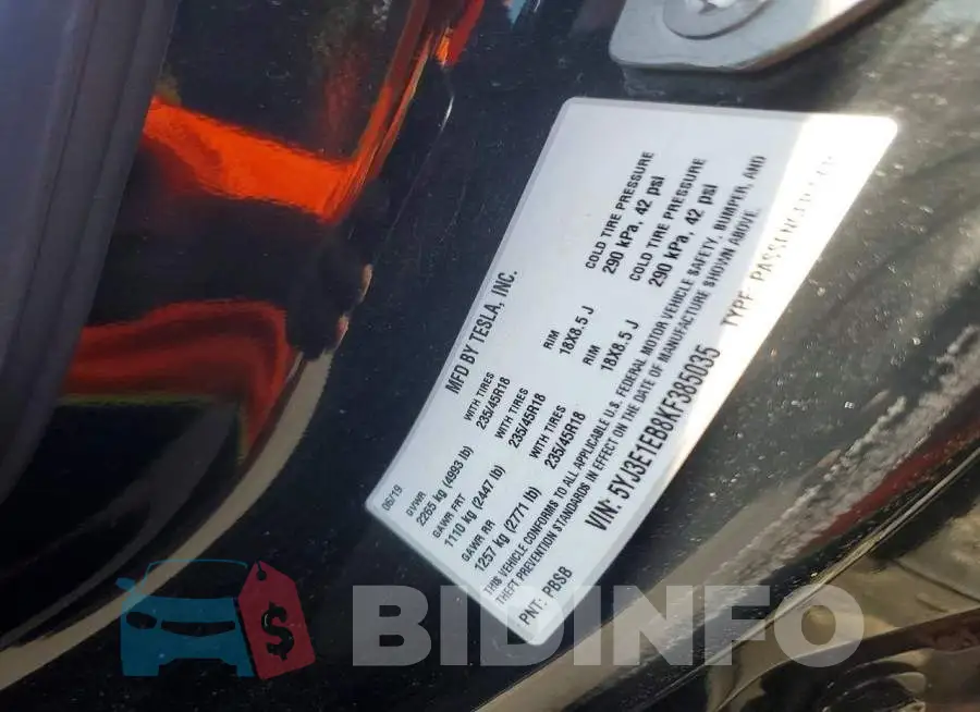 5YJ3E1EB8KF385035 Photo# 13