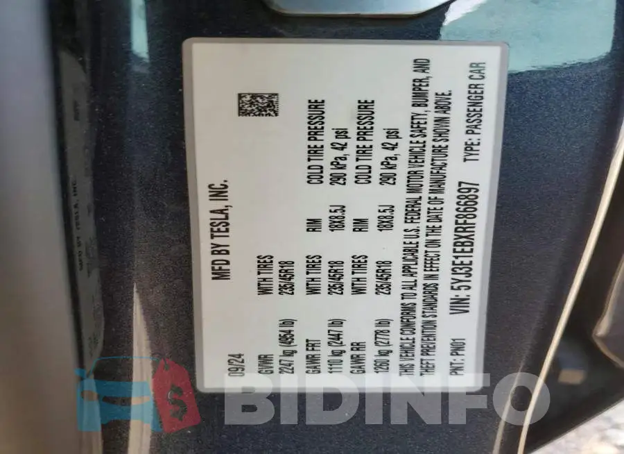 5YJ3E1EBXRF866897 Photo# 12