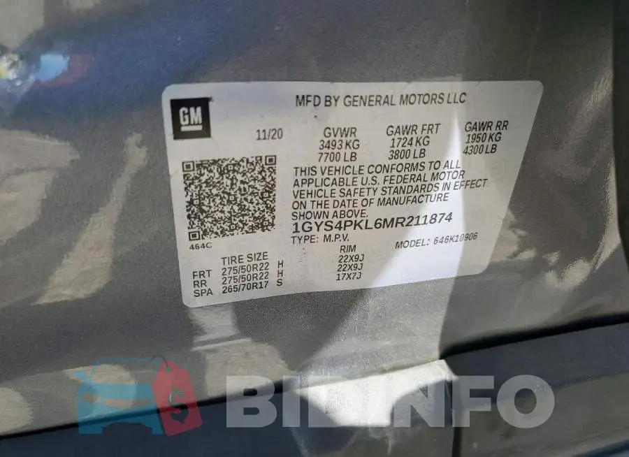 1GYS4PKL6MR211874 Photo# 13